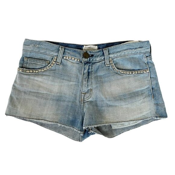 Current/Elliott The Boyfriend Light Wash Shorts Silver Stud Wash Women's Sz 26 - Picture 7 of 7